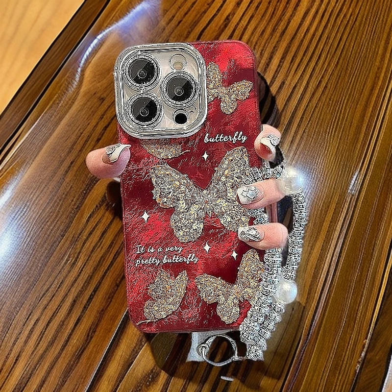 兰知春序金色支架手链适用苹果13PRO手机壳iphone1网红同款潮牌