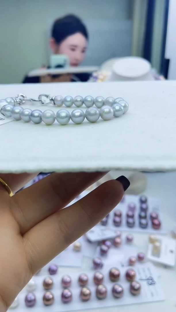 未镶嵌手链淡水珍珠灰色系