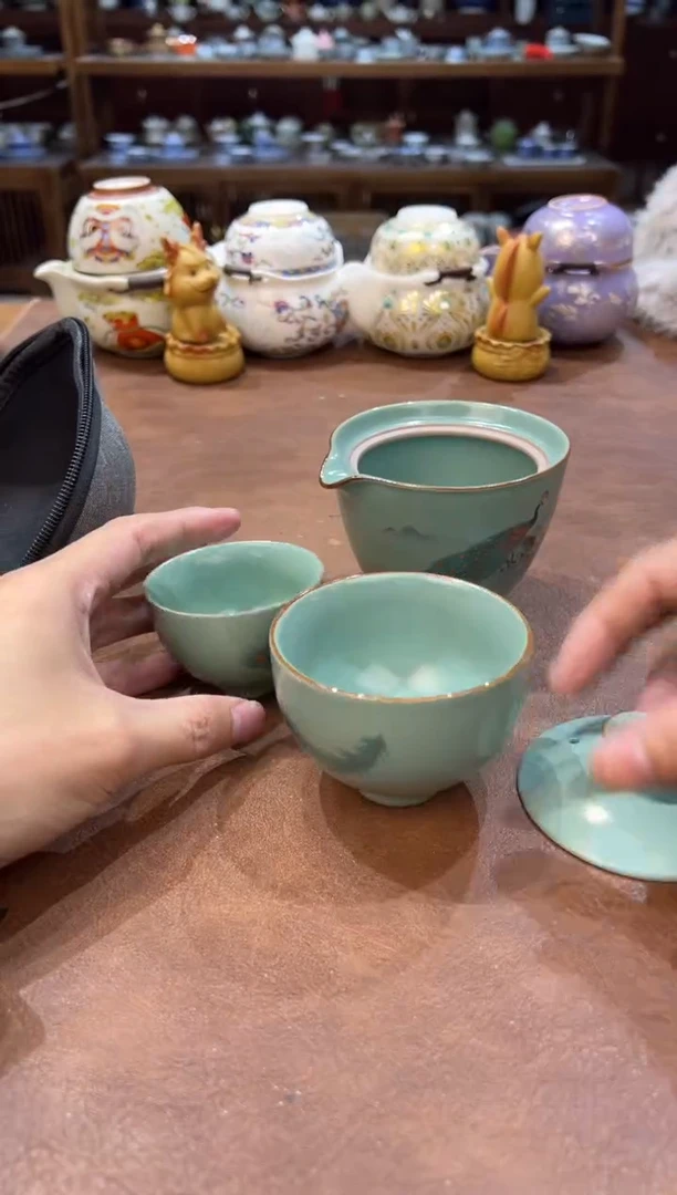 真的很便宜超好看会开片的旅行茶具