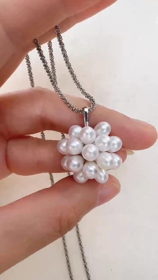 【闪购商品】淡水珍珠吊坠(赠链)合金爆米花吊坠