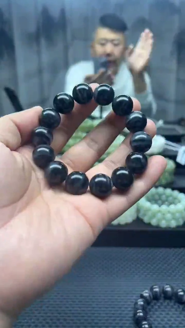 未镶嵌手串和田玉戈壁青花卡16纯天然