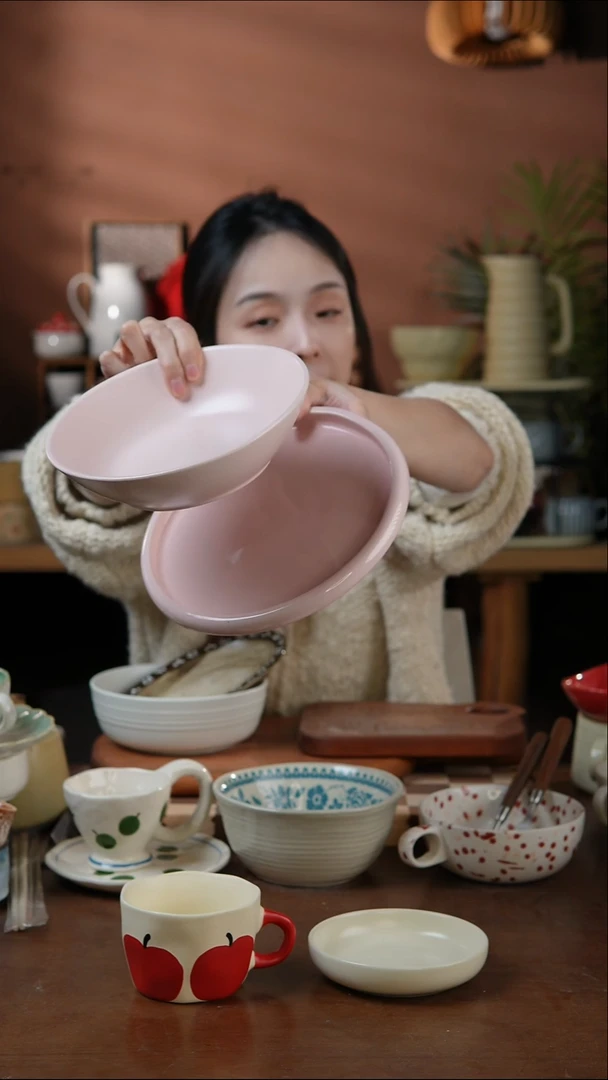 瓷片粉色 2件套 微瑕 凑满20发货