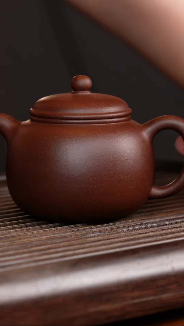 茶壶紫砂宜兴原矿紫砂壶 匏尊 老紫泥 130cc