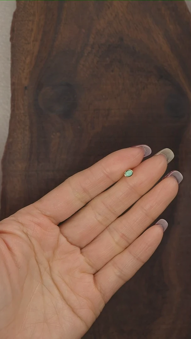 18K金镶嵌绿松石耳钉S5432-定制一只