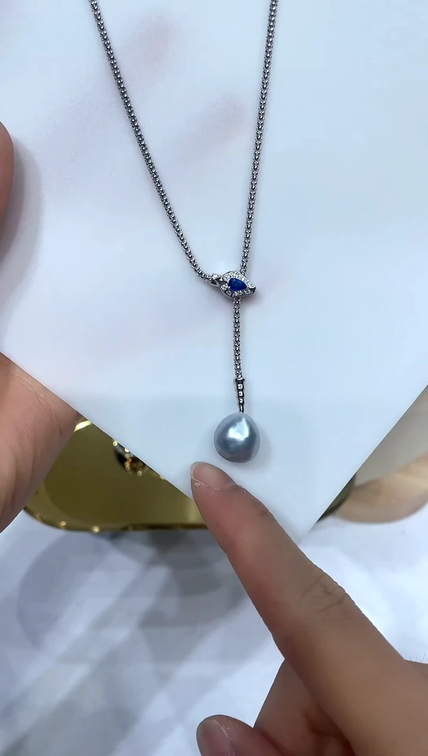 海水珍珠银S925镶嵌套链12-13