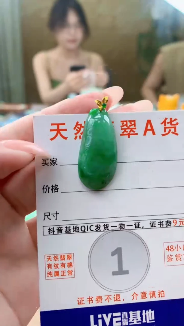 颈饰18K金镶嵌翡翠天然A货翡翠挂件