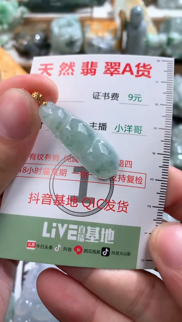 翡翠18K金镶嵌吊坠(不含链)1