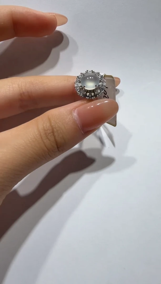 银S925镶嵌戒指翡翠925银镶缅甸A货翡翠戒指