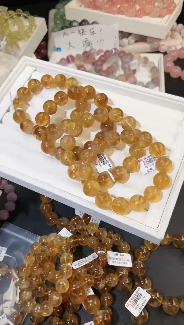 水晶手链未镶嵌多样性发一黄阿赛15mm