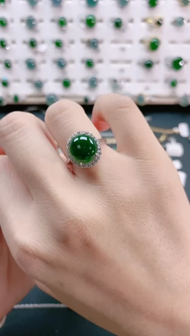 【闪购商品】翡翠戒指银S925镶嵌天然翡翠