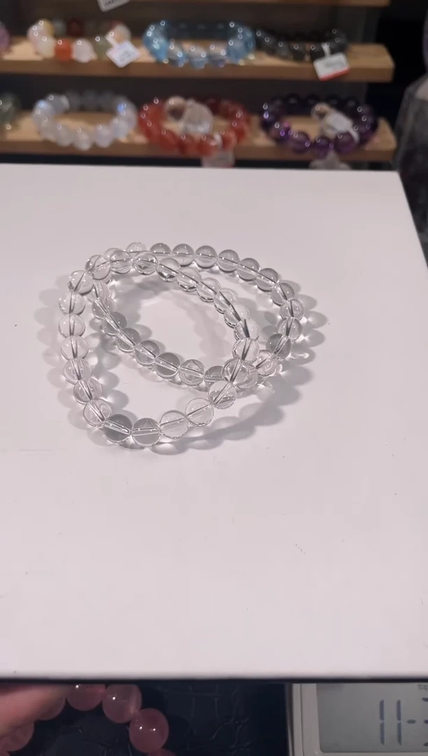 水晶手链未镶嵌婴儿皮白水晶8MM多样性发一