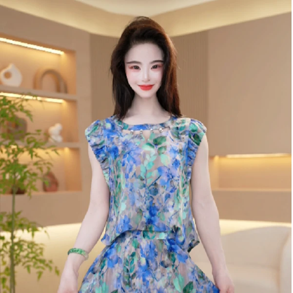 2025年夏季新款减龄气质高贵高端不挑人半身裙两件套套装M-4XL