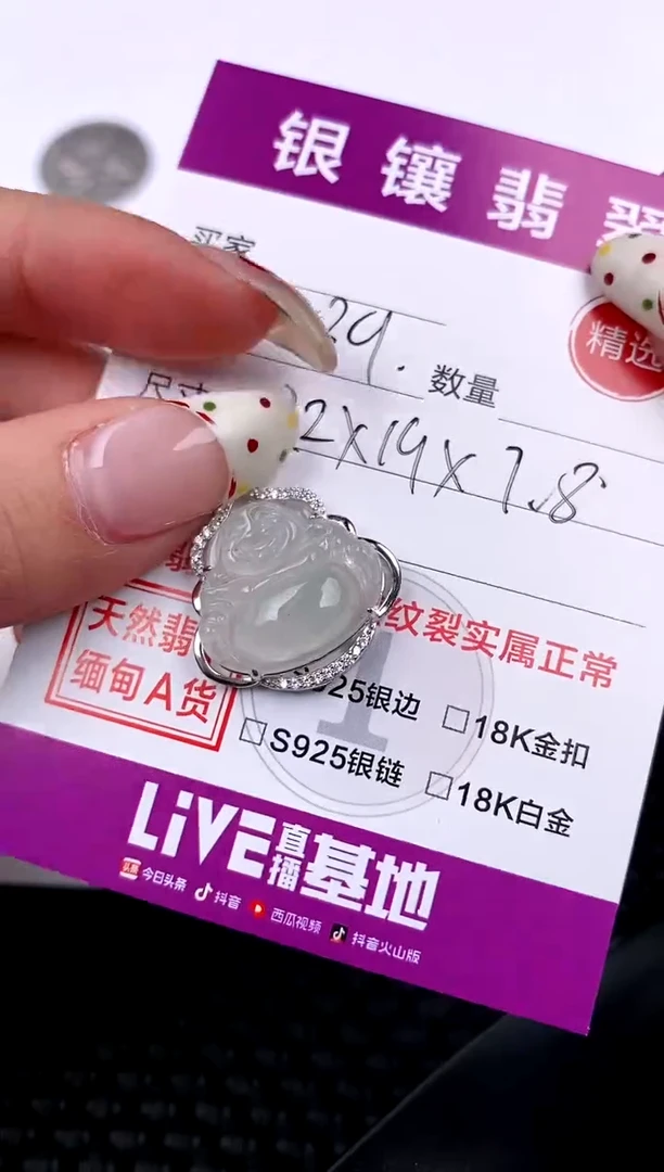【闪购商品】翡翠颈饰银S925镶嵌挂件