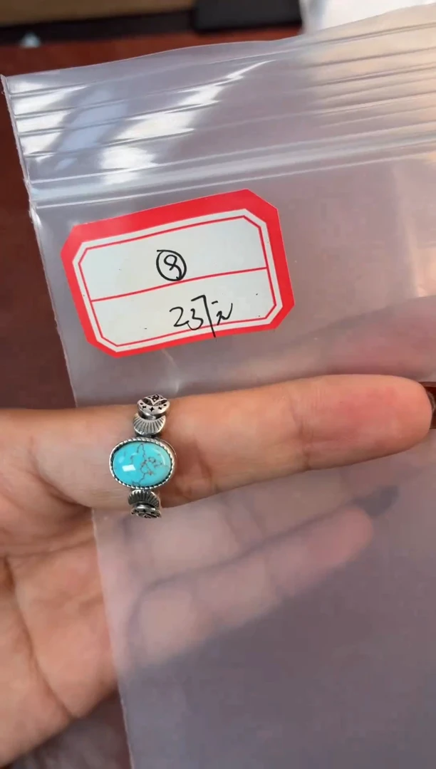 银S925镶嵌绿松石戒指噶玛珠宝湖北原矿绿松银S925