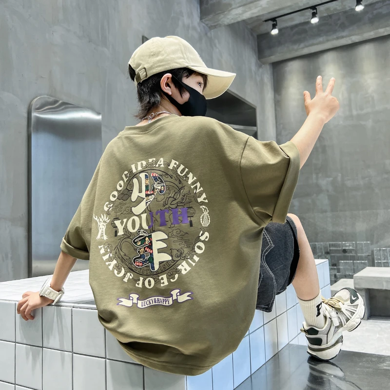 MK&UR.BV童装男童t恤短袖夏装2025新款儿童男孩中大童夏款纯棉潮t