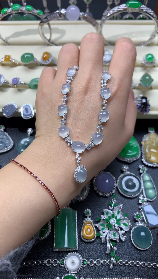 【闪购商品】翡翠颈饰18K金镶嵌套链