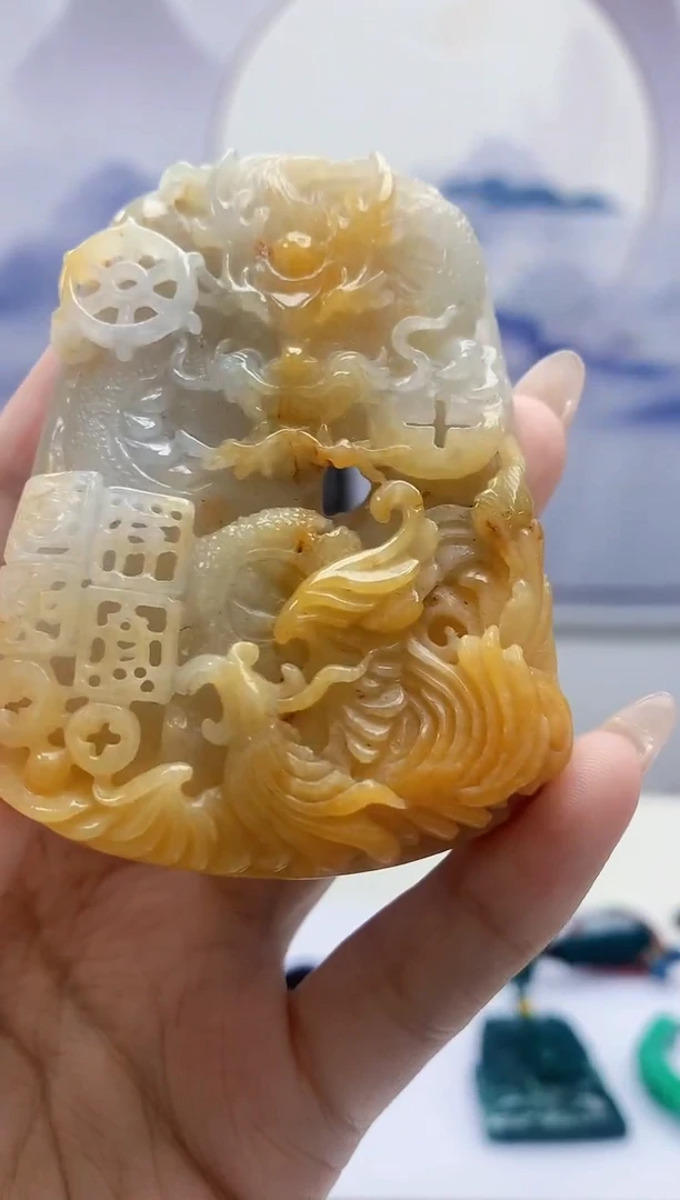 定制翡翠未镶嵌5060xx-毛货挂件274