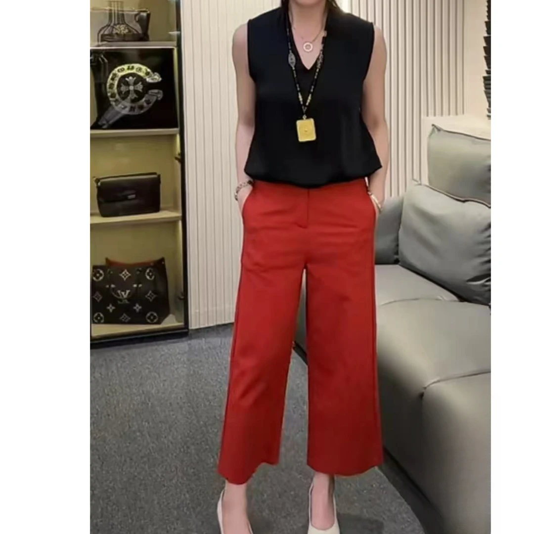 2721百搭洋气直筒纯色净版新款显瘦轻奢高腰夏季简约彩色休闲裤