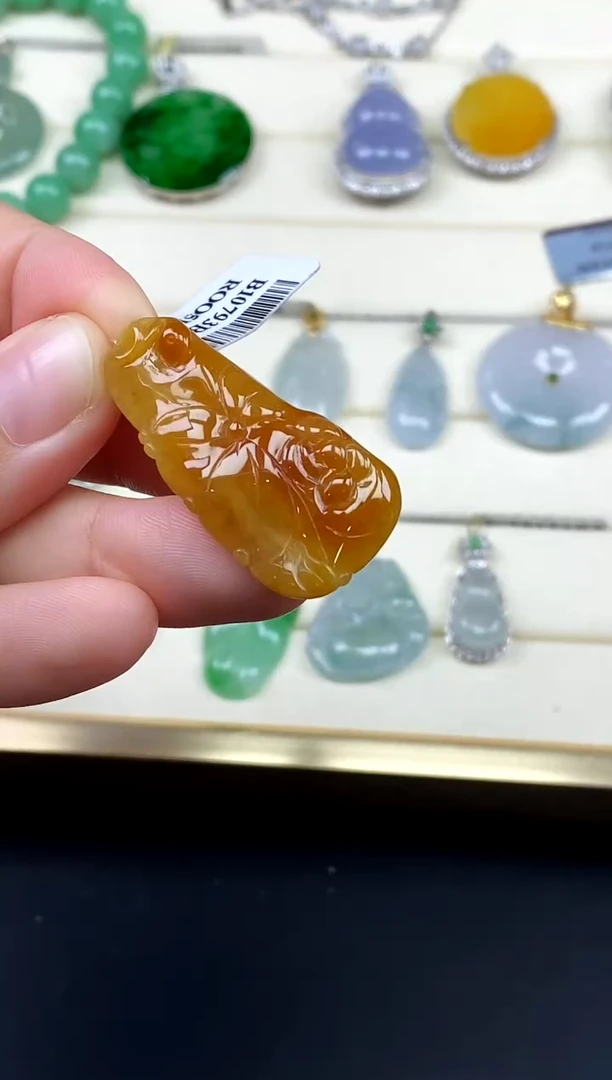 吊坠(不含链)未镶嵌翡翠荷叶鱼@@CMT0336