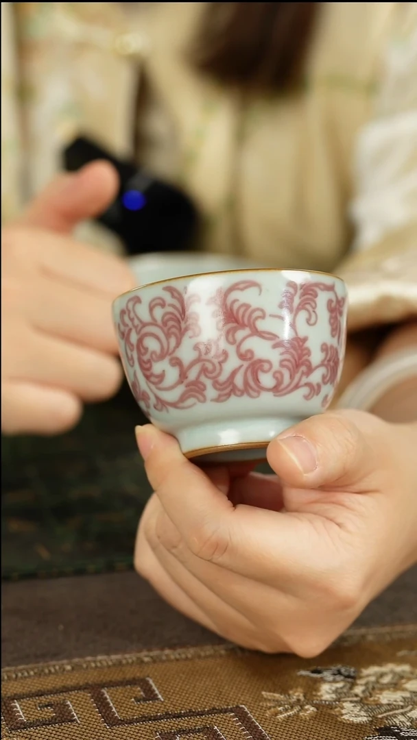 善窑厂汝窑全釉里红主人杯