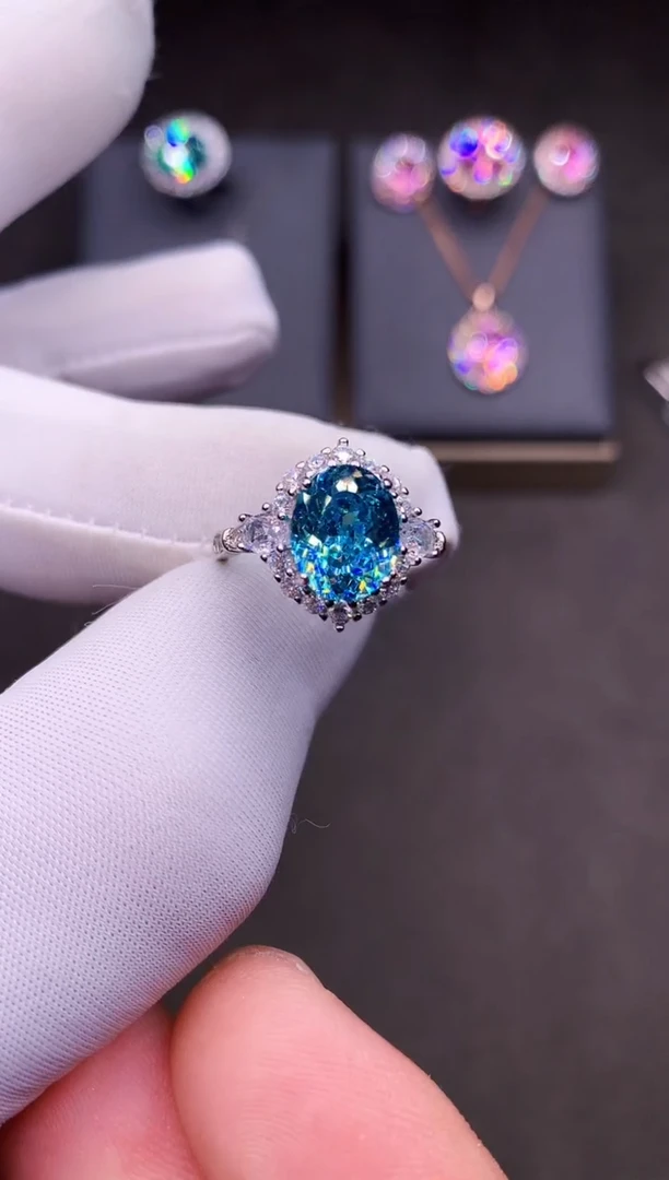 银S925镶嵌戒指帕拉依巴碧玺蓝