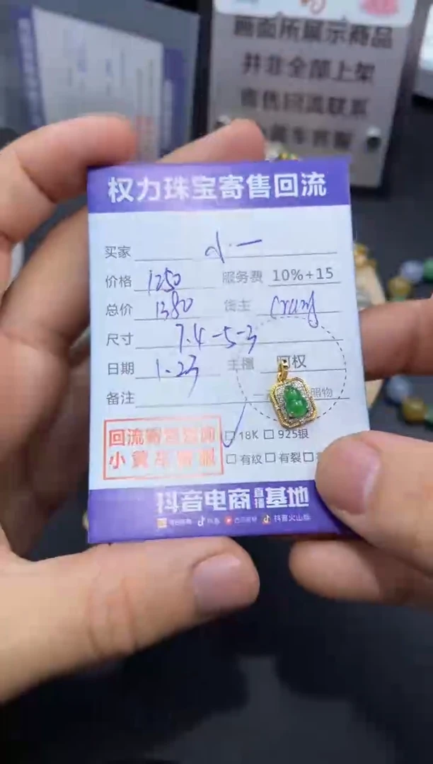【闪购商品】翡翠颈饰18K金镶嵌寄售不退换