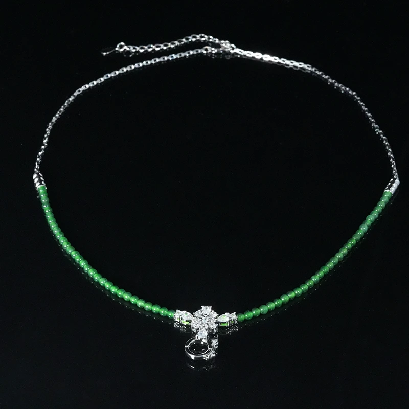 【小胖翡翠】天然A货翡翠小米珠项链满绿百搭轻奢翡翠吊坠-多样性发