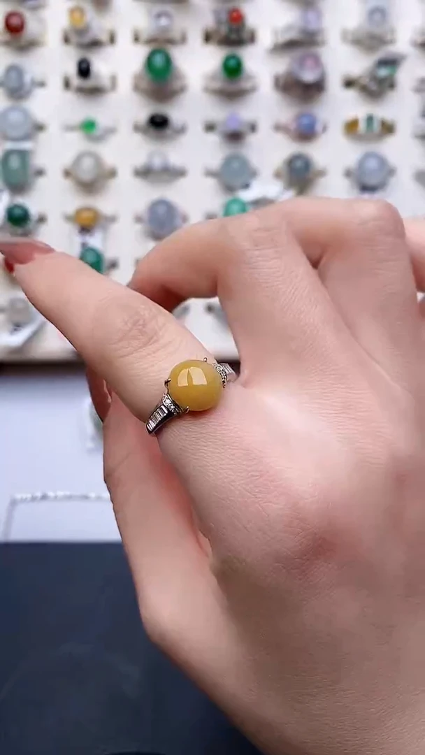 银S925镶嵌戒指翡翠...