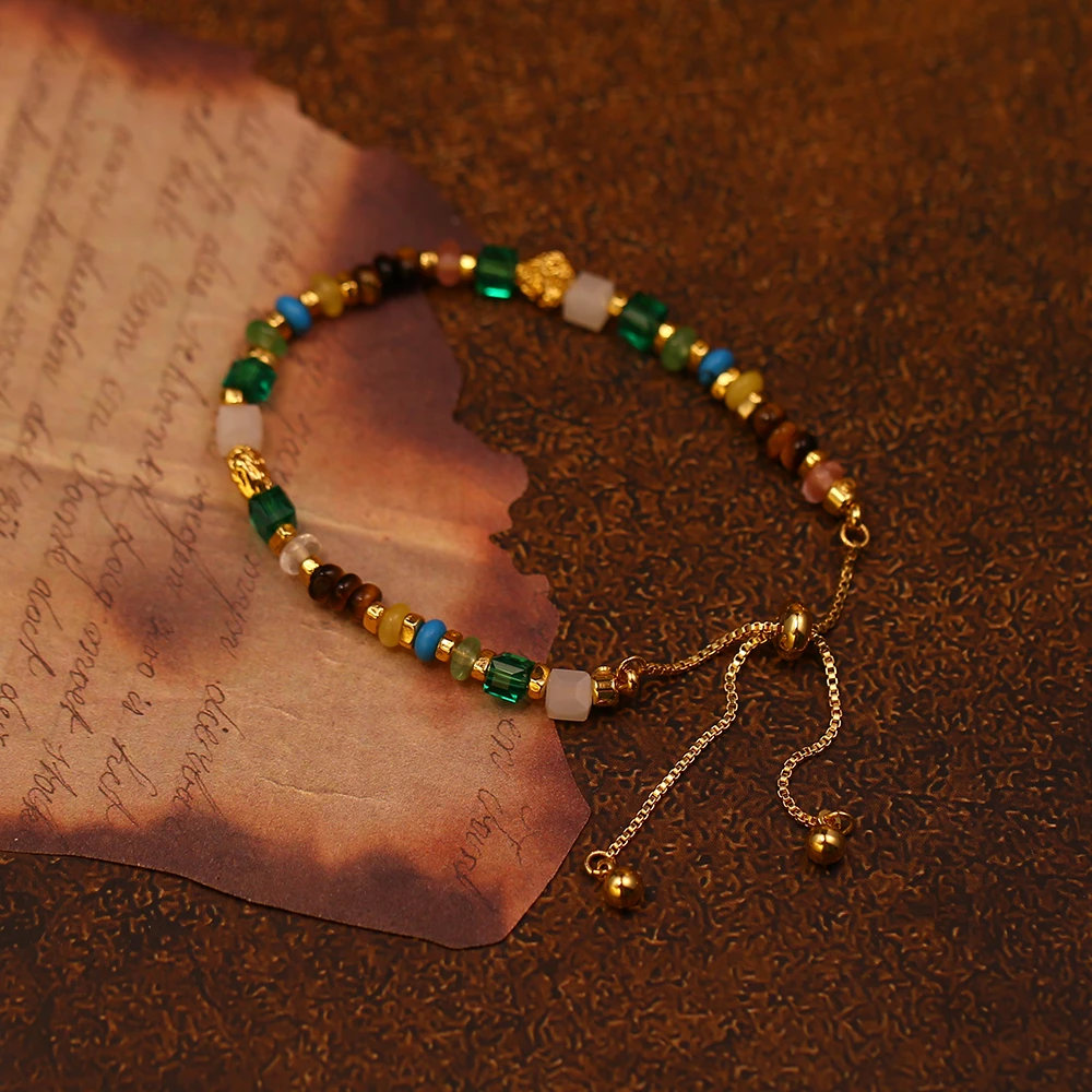 铜合金手链 简约 可调节精致彩色轻奢 气质 《恋恋春日》手链-8822