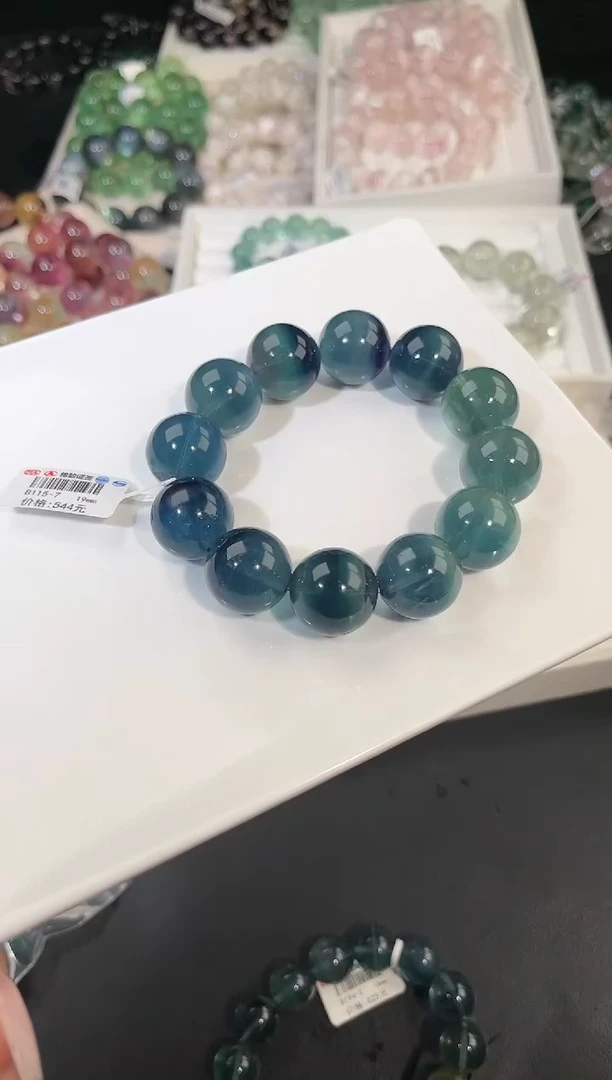 手链未镶嵌萤石多样性发一Q99蓝绿萤石19mm