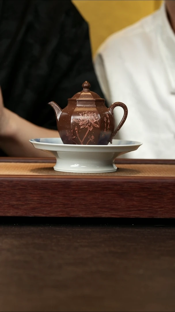 茶壶紫砂文人堂刻绘底槽清铺砂七里荷香