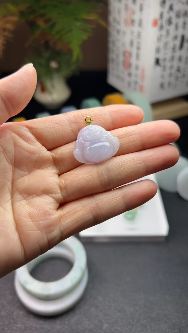 翡翠18K金镶嵌吊坠(不含链)FL04@CP多样性发其一配绳
