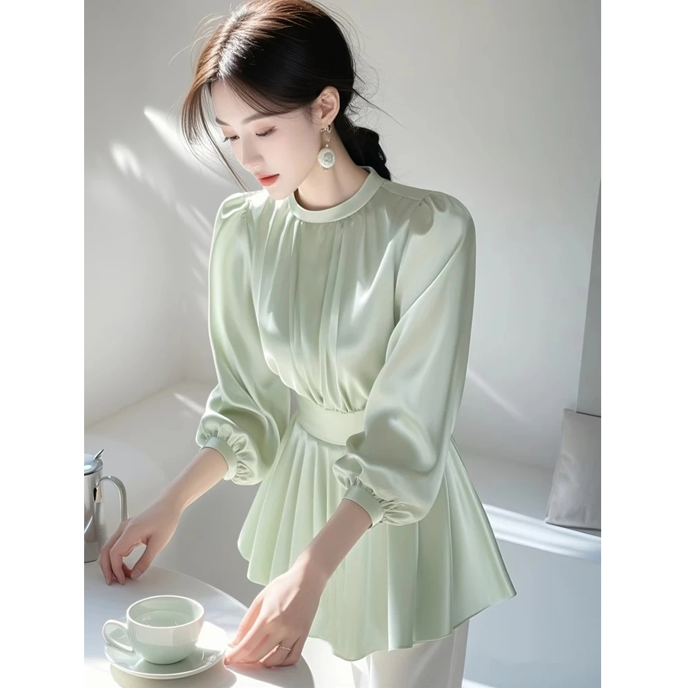 2025年春季法式气质名媛高级感轻奢减龄洋气收腰显瘦长袖衬衫女装