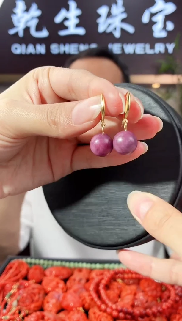 银S925镶嵌耳坠红宝石957