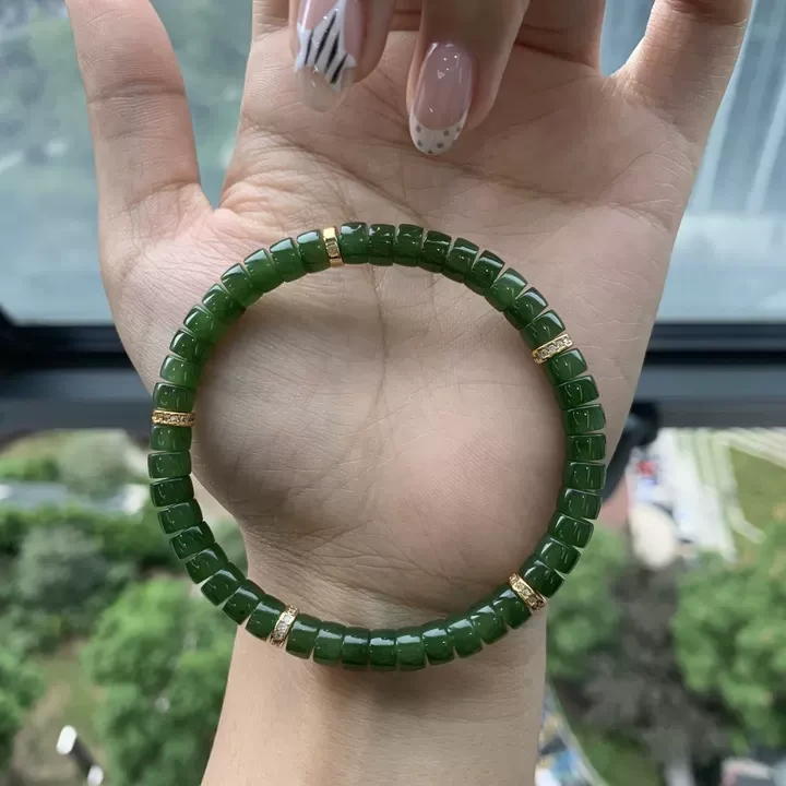 和田玉碧玉设计款手串6mm+-592398