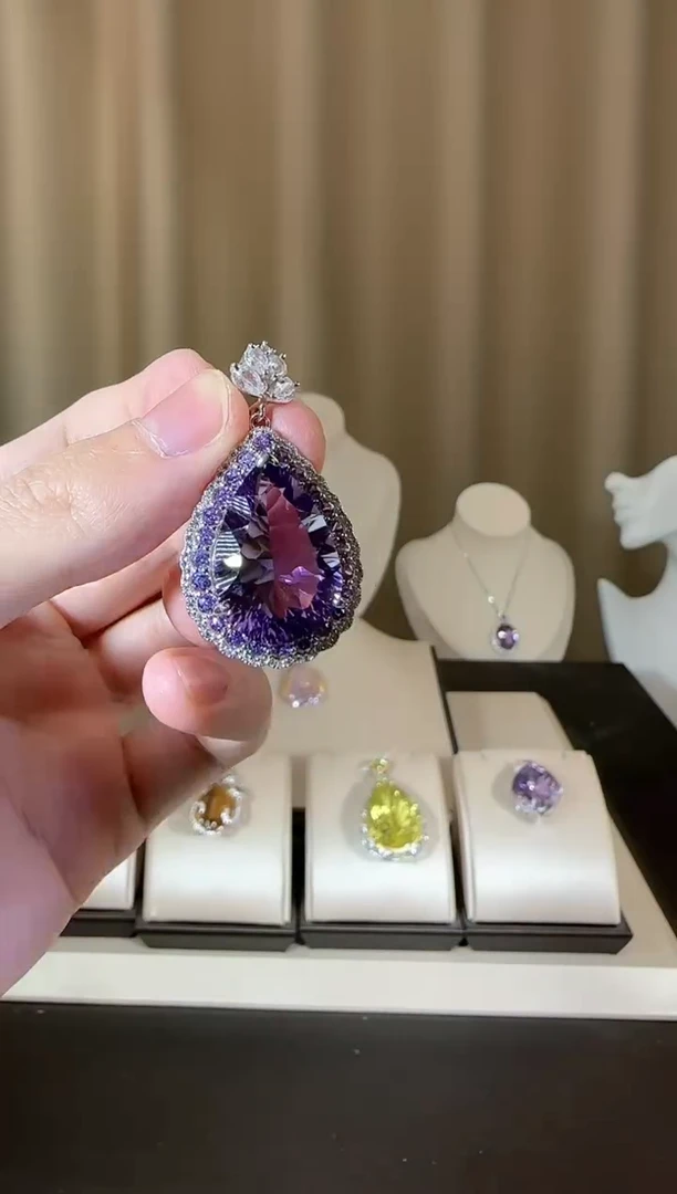 【闪购商品】紫晶颈饰银S925镶嵌16*23mm