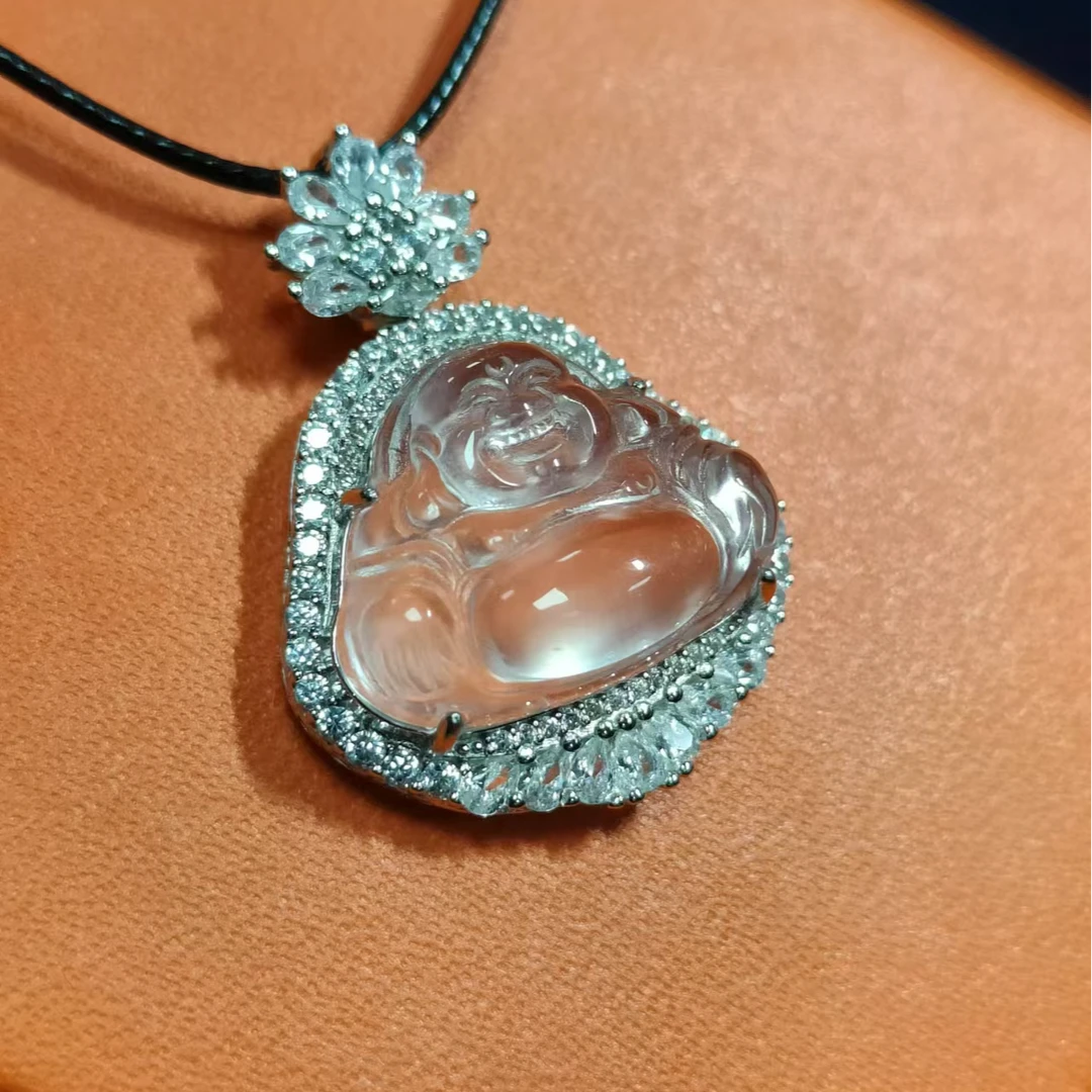 天然玉石通体S925银豪华镶嵌黑钢佛公手工轻奢时尚精美天然黑钢