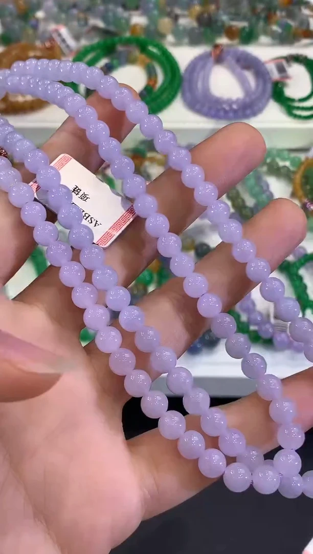 未镶嵌手串翡翠C252 紫货有色差