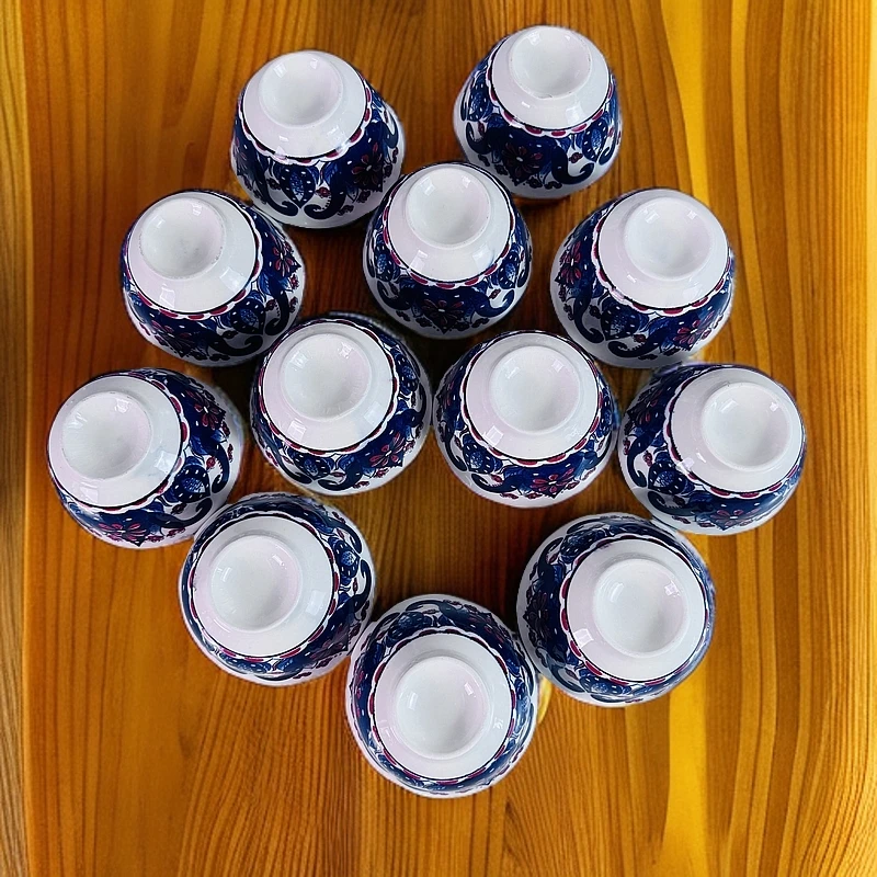 【新疆包邮】piyala 16个艾德莱斯碗高档家用陶瓷蓝色米饭碗茶碗