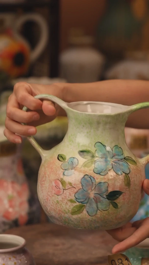 陶瓷494景德镇设计师手作花器摆件侘寂风