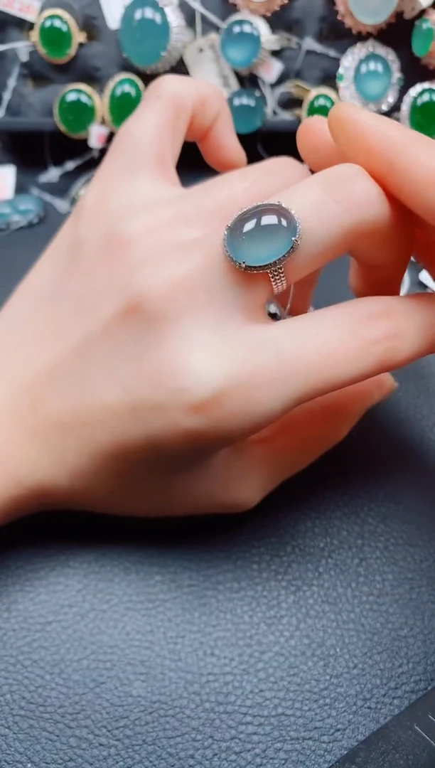 银S925镶嵌戒指翡翠翡翠