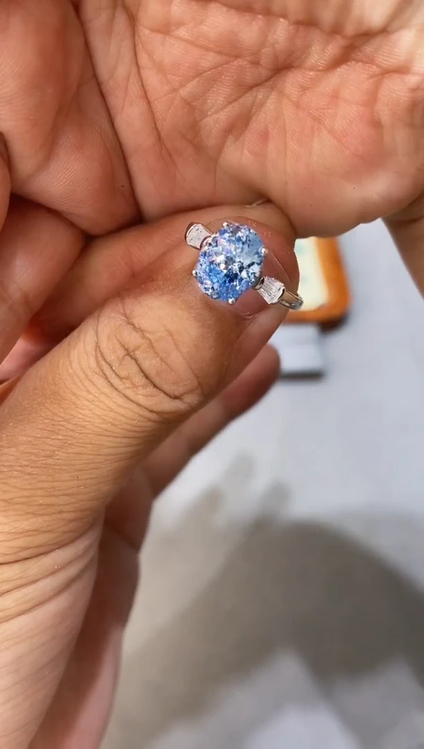 海蓝宝石戒圈银S925镶嵌......