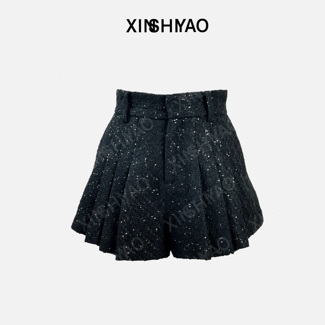 【XSY】XTH小香斜切百褶裤