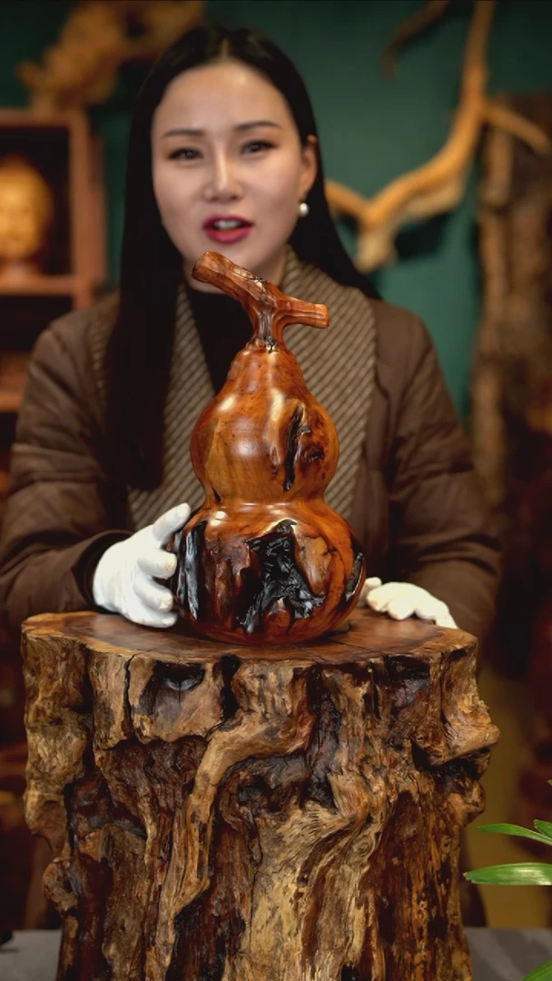 木雷击枣木葫芦摆件