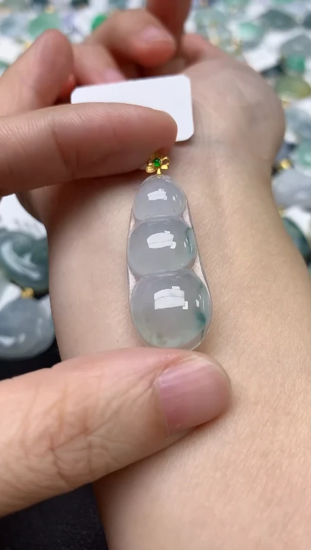 颈饰18K金镶嵌翡翠天然缅甸A货翡翠