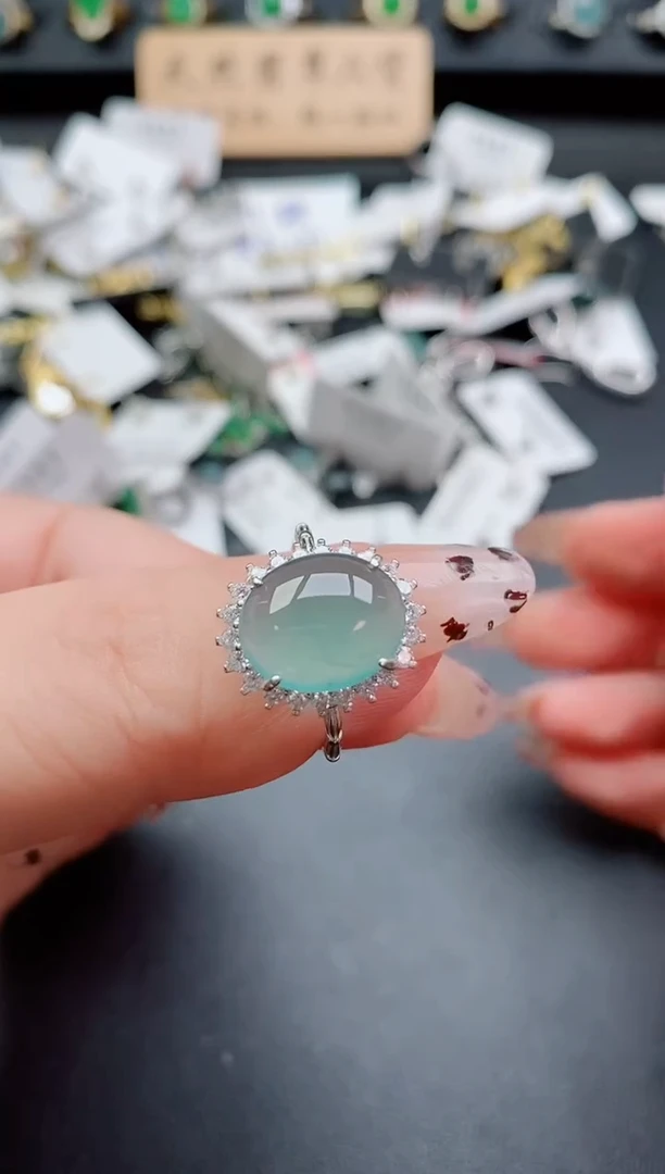 银S925镶嵌戒指翡翠1