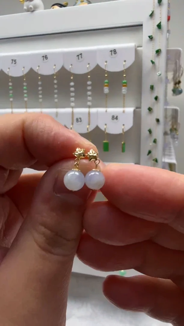 18K金镶嵌翡翠耳饰缅甸天然翡翠a货