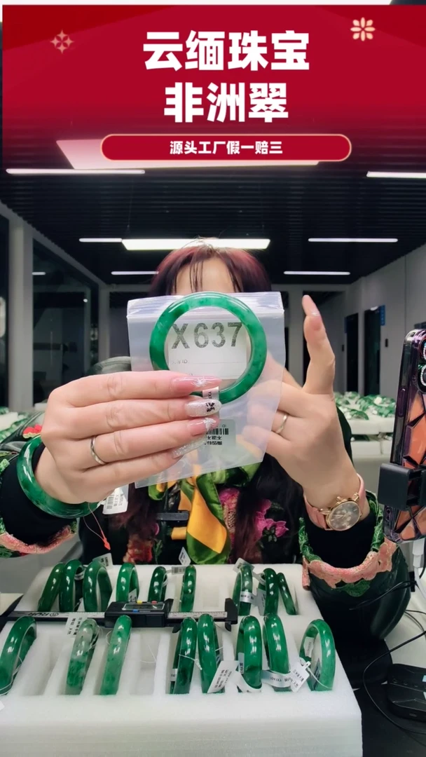 未镶嵌手镯石英质玉（非洲翠）55圈口X637