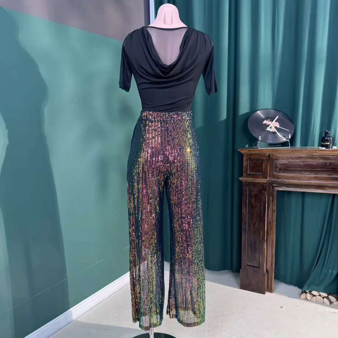 薇拉舞服黑金修身显瘦摩登练功服上衣裤子套装