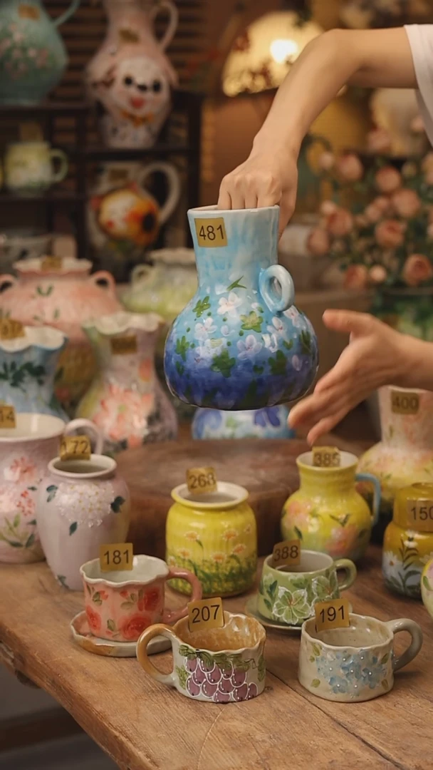 陶瓷481景德镇设计师手作花器摆件侘寂风